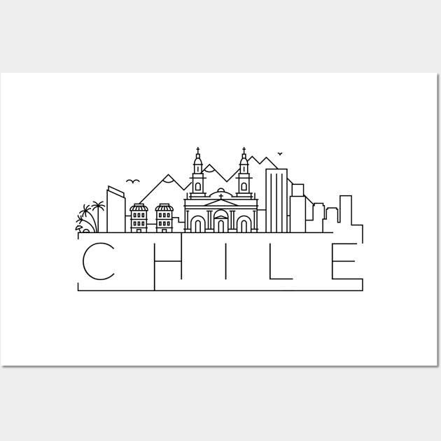 Chile Minimal Skyline Wall Art by kursatunsal